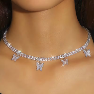 Four Butterfly Sparkle Necklace