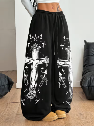 Women’s Gothic Cross-Print Pants