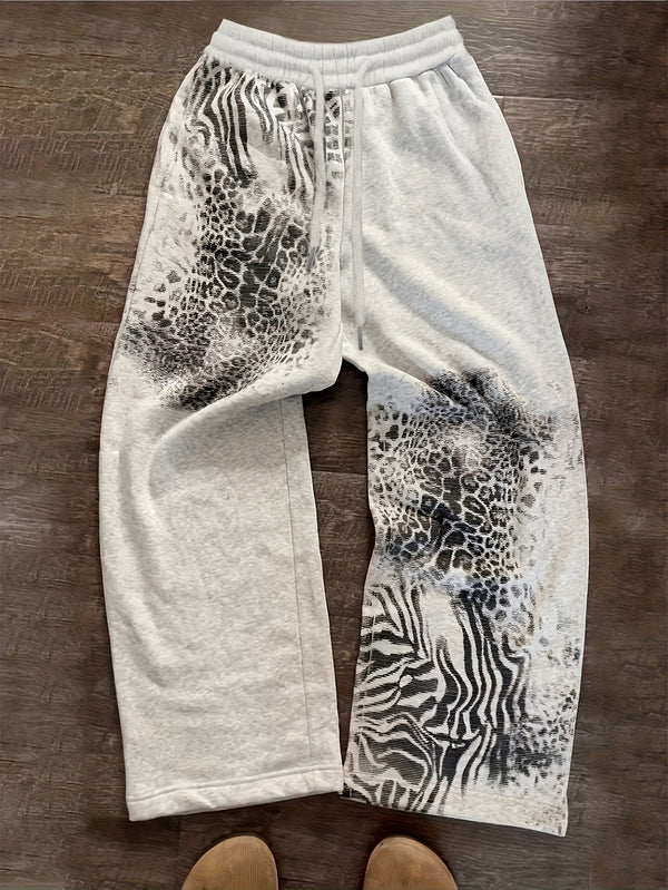 Animal-Print Wide-Leg Pants