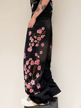 Floral Embroidered Wide-Leg Jeans
