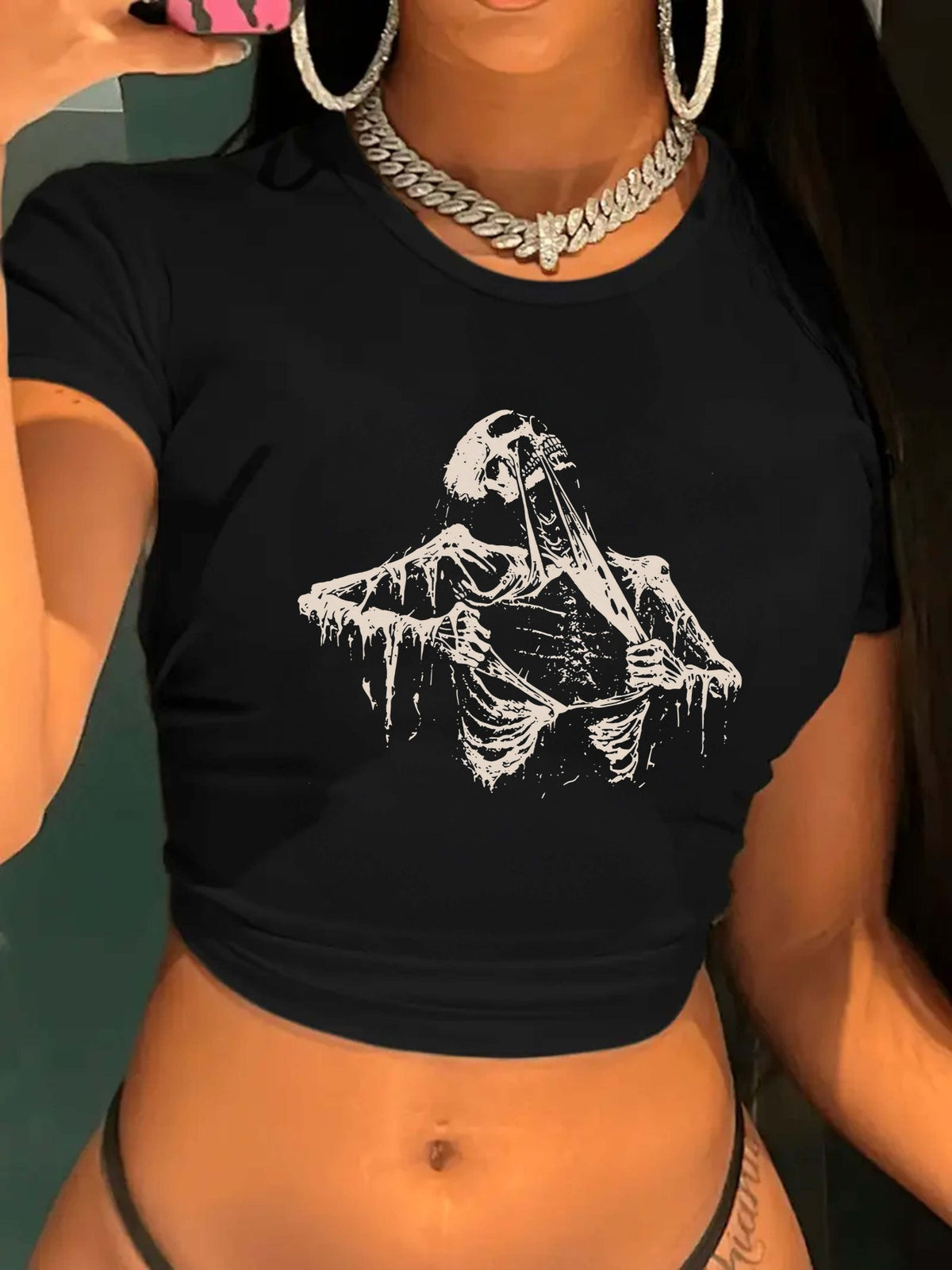 Women’s Skeleton Graphic Crop Tee