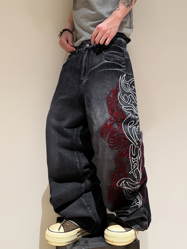 Totem Embroidered Wide-Leg Jeans