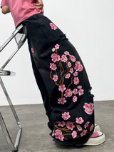 Youth Plum Blossom Wide-Leg Jeans
