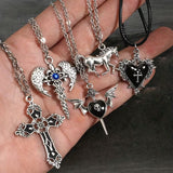 Black Cross Bat Necklace Set — 5 Pieces