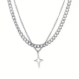 Double-Layer Cross Star Necklace