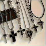 Gothic Heart Cross Necklace Set — 6 Pieces