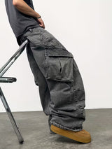 Men’s Dark Grey Baggy Cargo Jeans