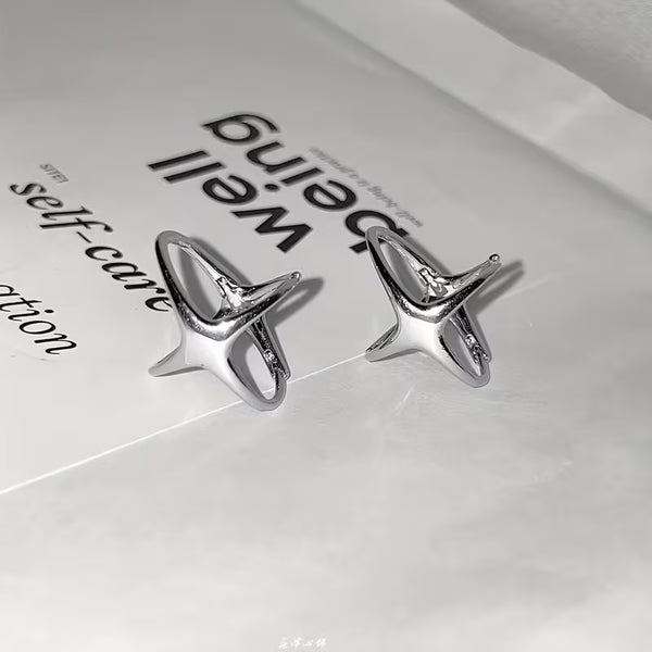Spherical Cross Star Earrings — Pair