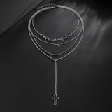 Hollow Star Cross Y Necklace