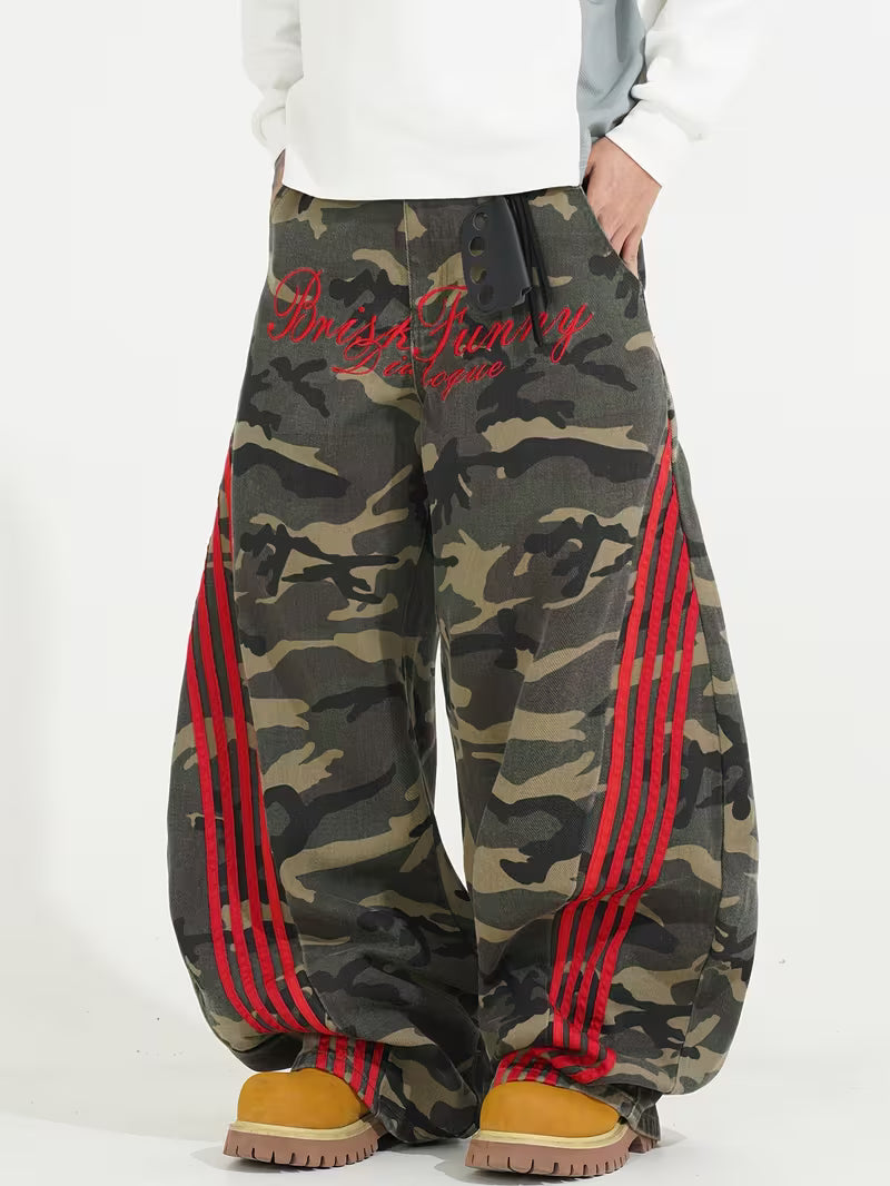 Men’s Red Stripe Camo Cargo Pants