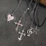 Pink Heart Music Note Necklace Set — 5 Pieces