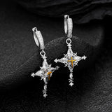 Two-Tone Sparkle Star Hoop — Single Earring