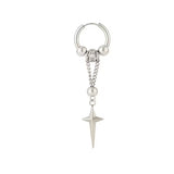 Cross Starburst Chain Hoop — Single Earring