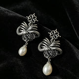 Rose Snake Wrap Drop Earrings — Pair