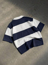 Men’s Navy and White Striped Polo