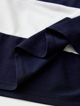 Men’s Navy and White Striped Polo