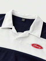 Men’s Navy and White Striped Polo
