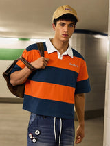 Men’s Orange and Blue Embroidered Polo