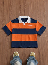 Men’s Orange and Blue Embroidered Polo