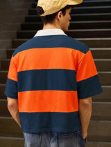 Men’s Orange and Blue Embroidered Polo