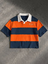 Men’s Orange and Blue Embroidered Polo