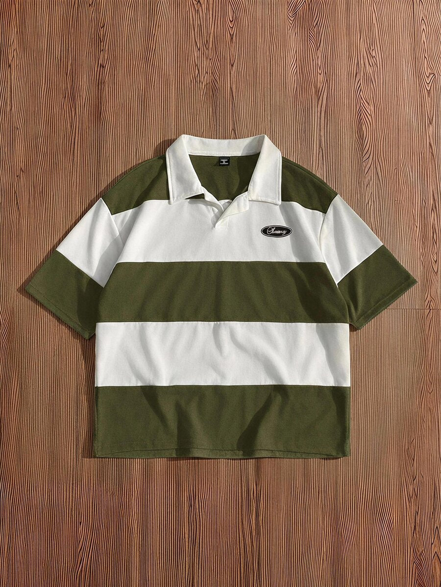 Men’s Blue and White Embroidered Polo