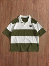 Men’s Blue and White Embroidered Polo
