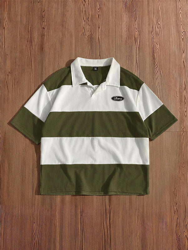 Men’s Blue and White Embroidered Polo