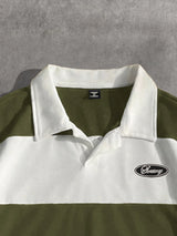 Men’s Blue and White Embroidered Polo