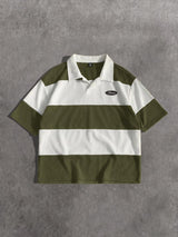Men’s Blue and White Embroidered Polo