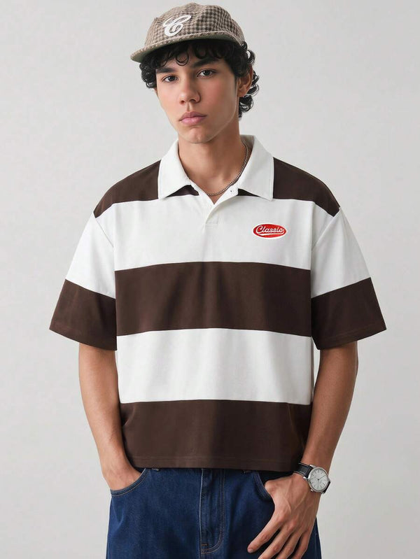 Men’s Coffee and White Embroidered Polo