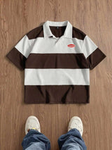 Men’s Coffee and White Embroidered Polo