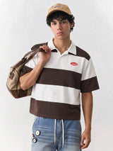 Men’s Coffee and White Embroidered Polo