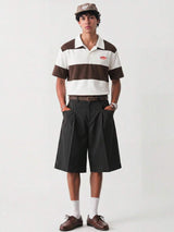 Men’s Coffee and White Embroidered Polo