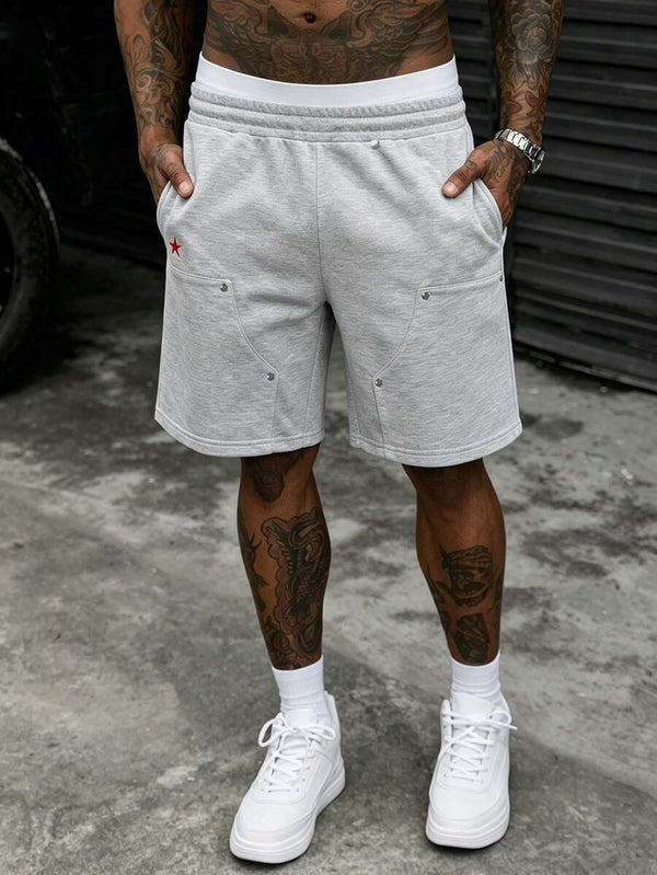 Men’s Grey Star-Print Drawstring Shorts