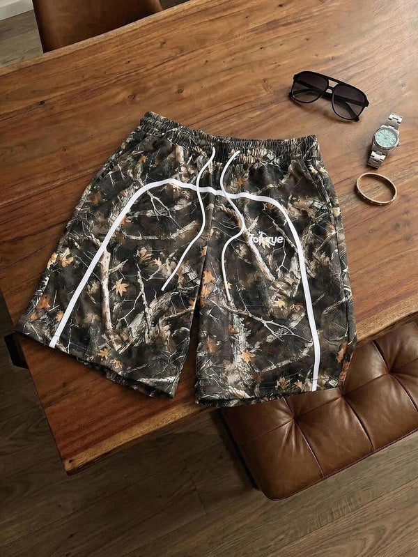 Men’s Camouflage Leaf-Print Shorts