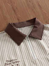 Men’s Black and White Letter-Stripe Polo