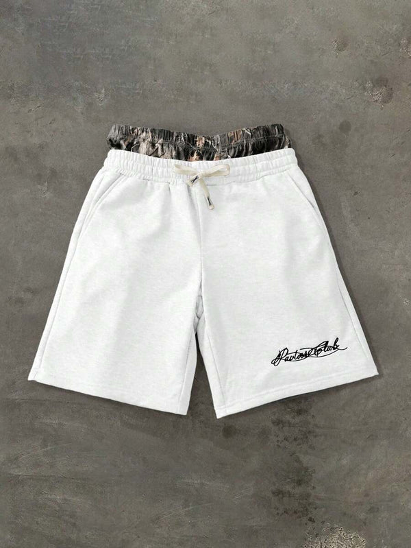 Men’s White Double-Waistband Track Shorts