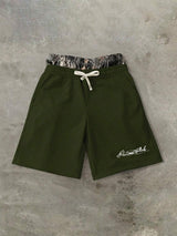 Men’s Olive Double-Waistband Track Shorts