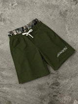 Men’s Olive Double-Waistband Track Shorts