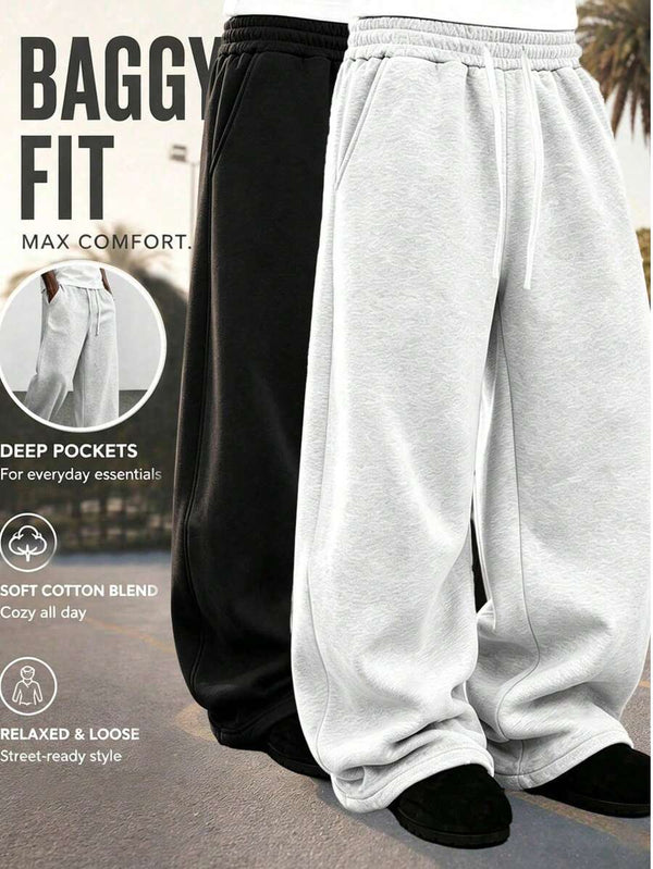 Men’s light grey wide-leg drawstring sweatpants