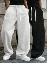 Men’s light grey wide-leg drawstring sweatpants