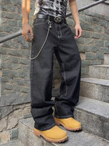 Men’s Geometric-Pocket Straight-Leg Jeans