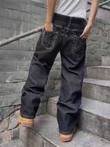 Men’s Geometric-Pocket Straight-Leg Jeans