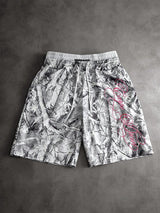 Men’s Grey Camo Double-Waistband Shorts