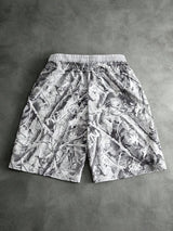 Men’s Grey Camo Double-Waistband Shorts