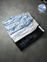 Men’s Blue Camo Double-Waistband Shorts