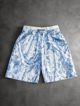 Men’s Blue Camo Double-Waistband Shorts