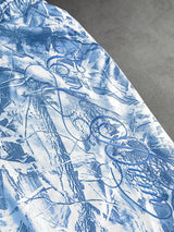 Men’s Blue Camo Double-Waistband Shorts