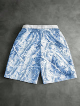 Men’s Blue Camo Double-Waistband Shorts
